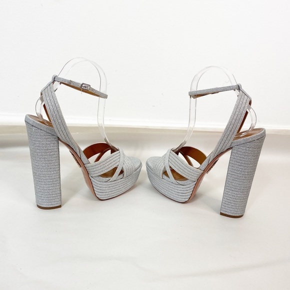 Like New Aquazzura Sundance Platform Glitter Platform Heels - Picture 10 of 15